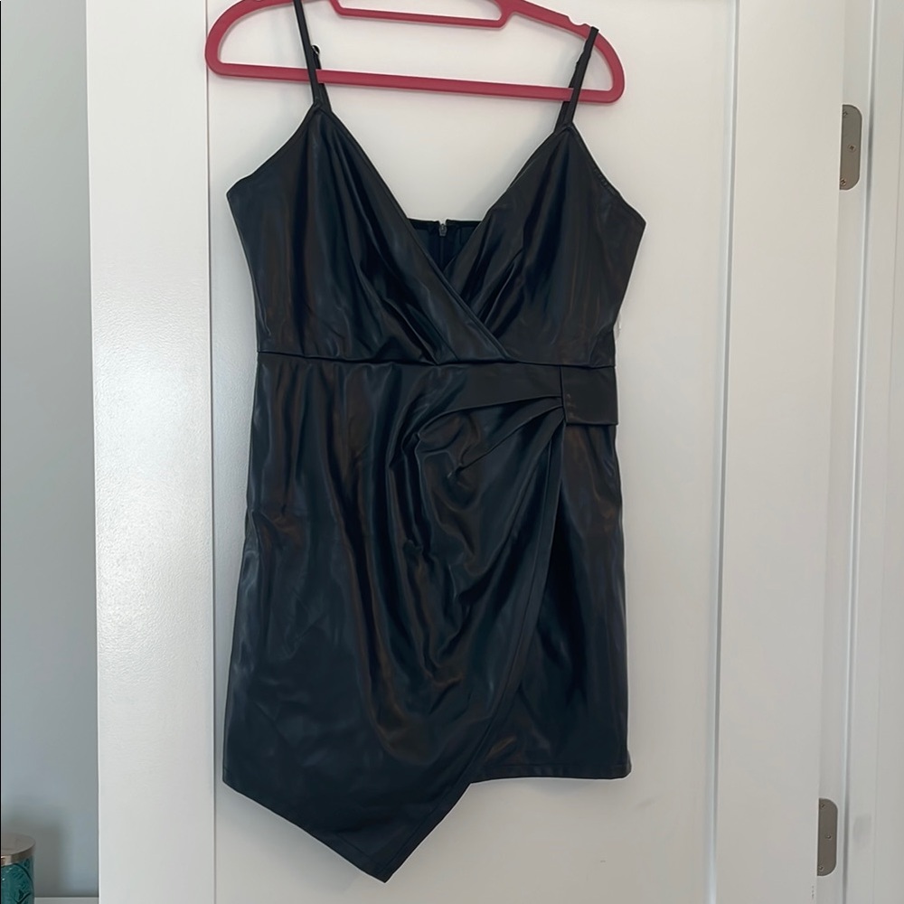 Lulu's Black Asymmetrical Pleated Slip Dress
